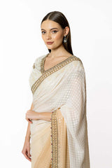 SHADED IVORY ZAYNAB SARI SET