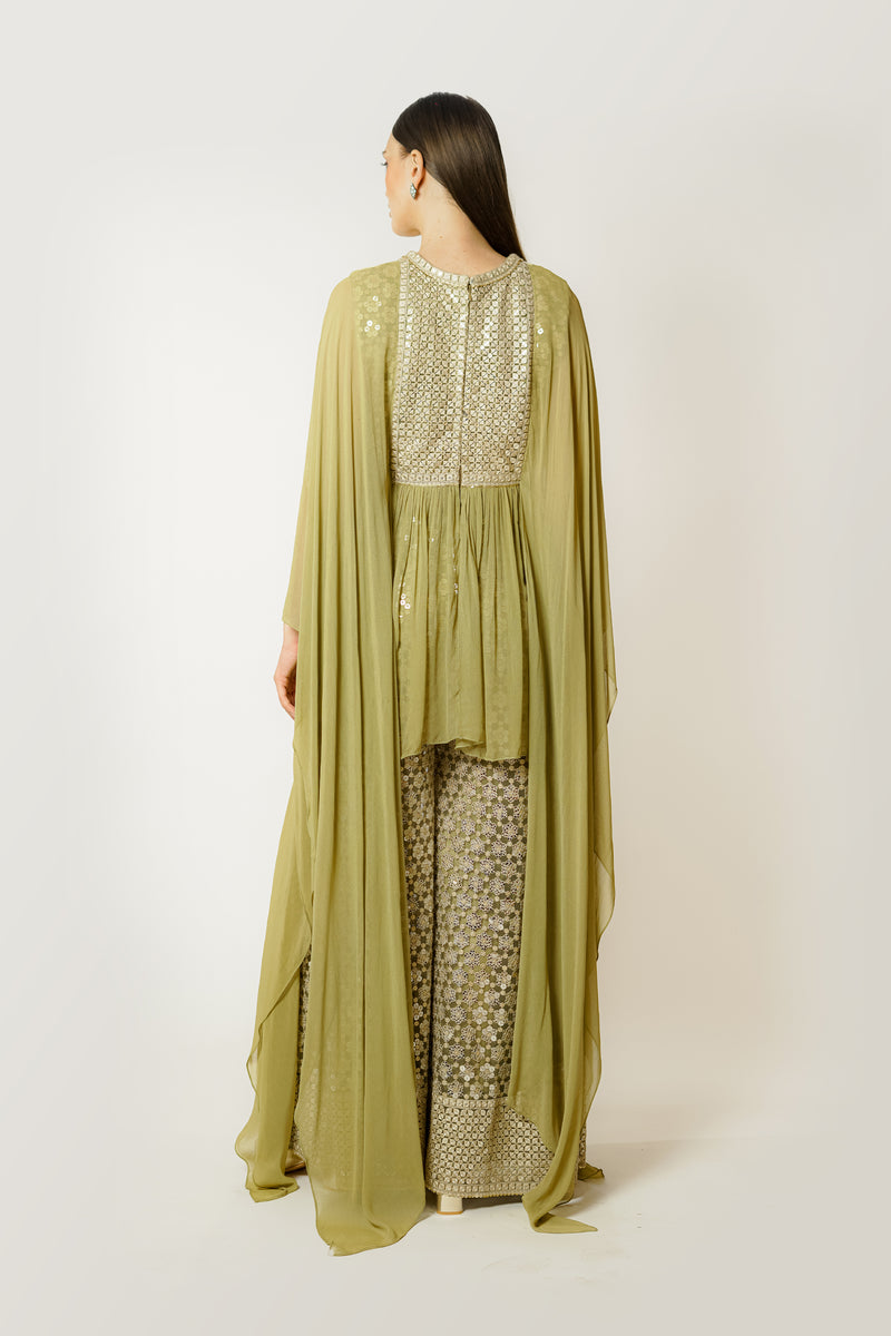 DALIA OLIVE GREEN PEPLUM SET