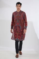 BLACK FULL JAAL SHERWANI WITH MULTI RESHAM JAAL KURTA AND PANTS