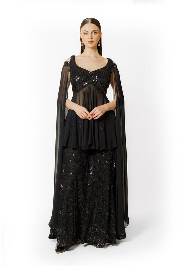 Dalia black peplum set