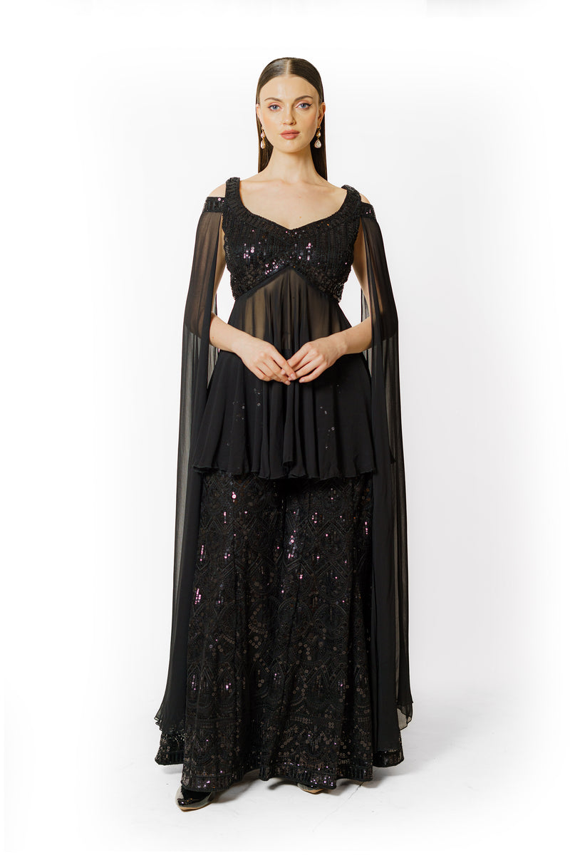 Dalia black peplum set