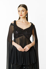 Dalia black peplum set