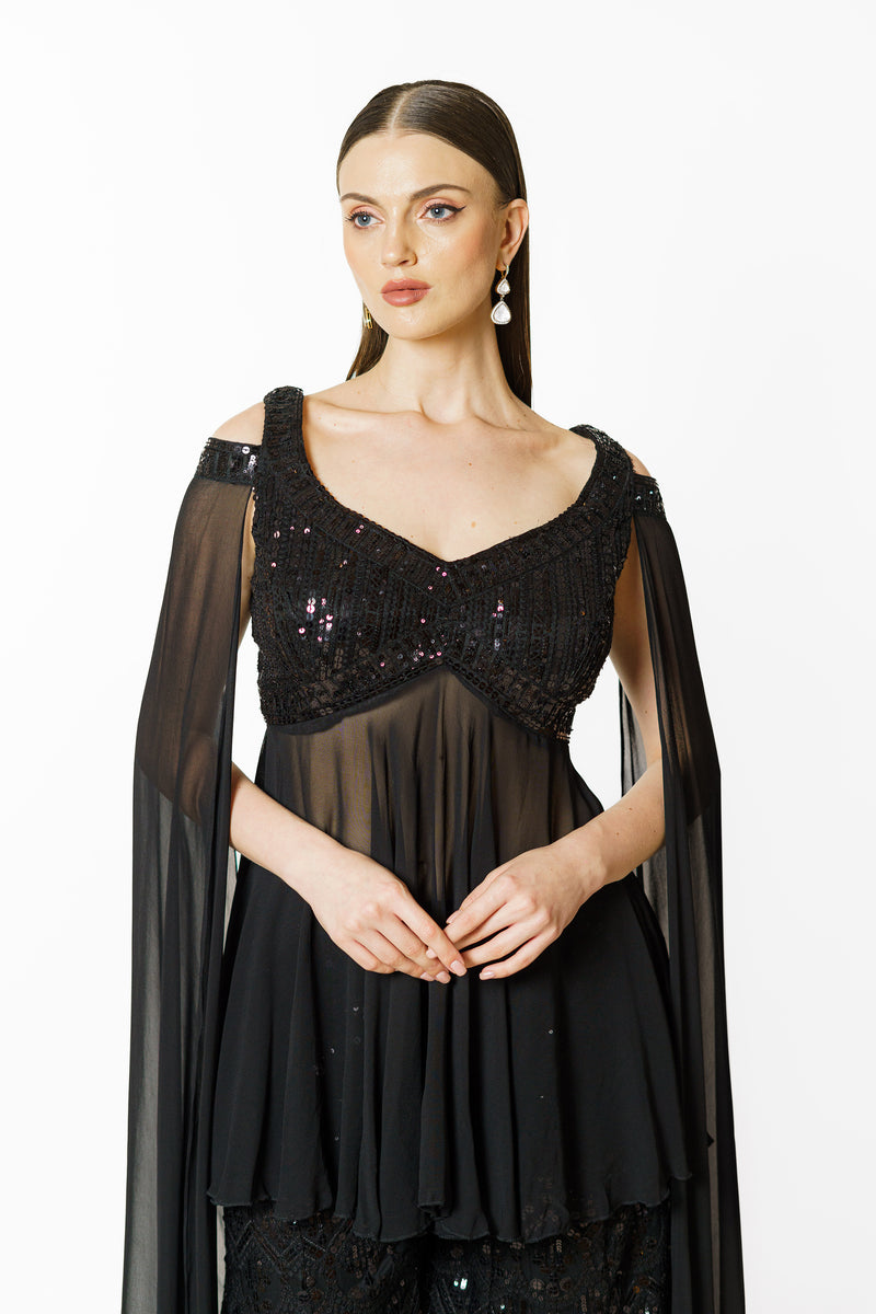 Dalia black peplum set