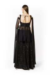 Dalia black peplum set