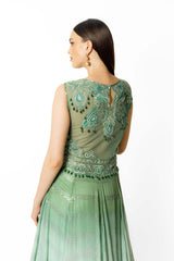 SHADED PEACOCK AND AQUA  ANARKALI SET