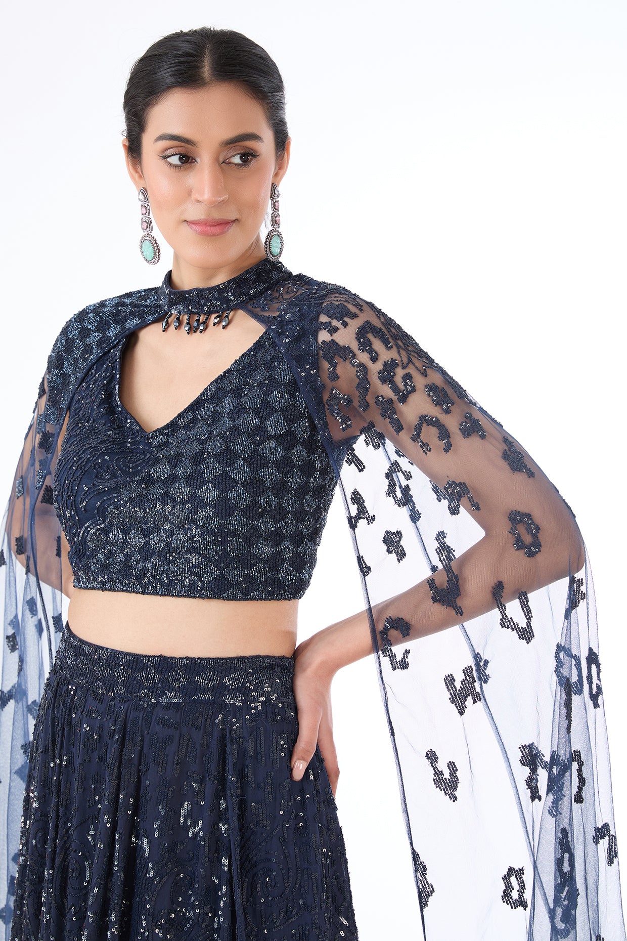 Nadia blue lehenga set