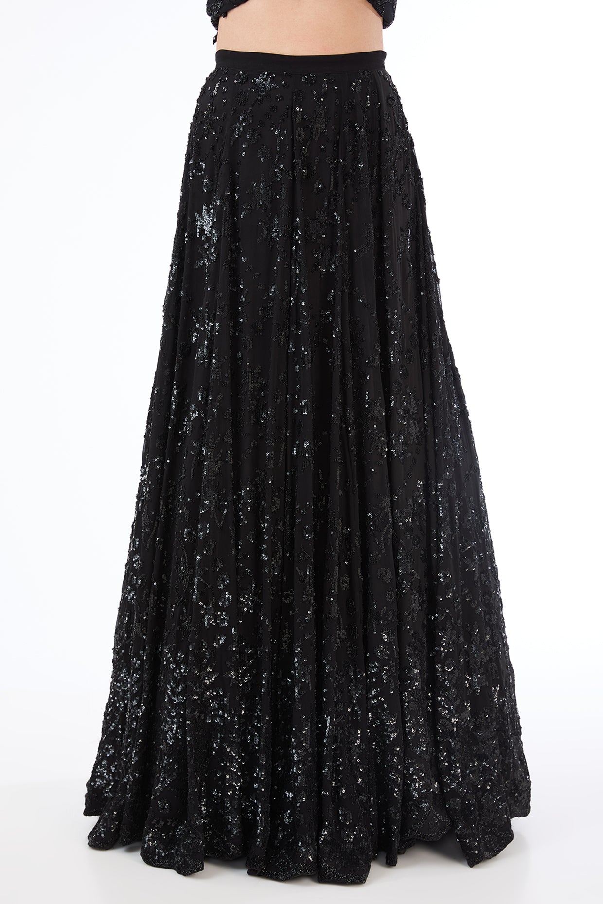 Nadia black embroidered lehenga set