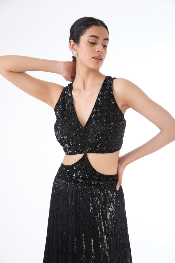 Adha black and dark maroon shaded gown