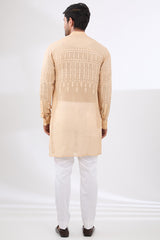 Nude tonal embroidered kurta with pants