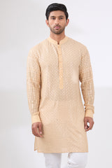 Nude tonal embroidered kurta with pants
