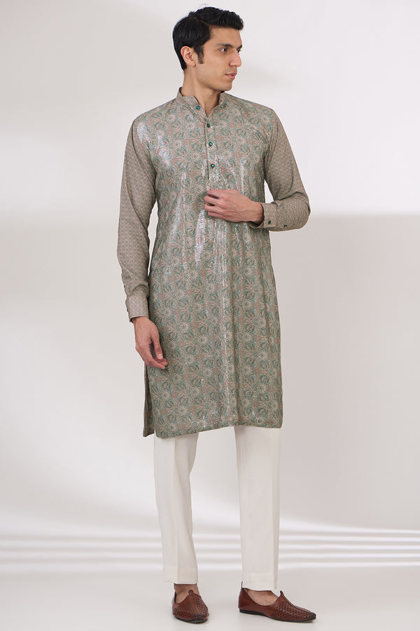 AMETHYST SHEETING GEORGETTE WITH CREPE LINING KURTA AND COTTON SILK PANTS