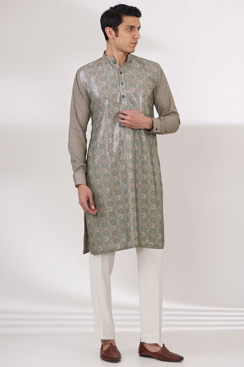 AMETHYST SHEETING GEORGETTE WITH CREPE LINING KURTA AND COTTON SILK PANTS