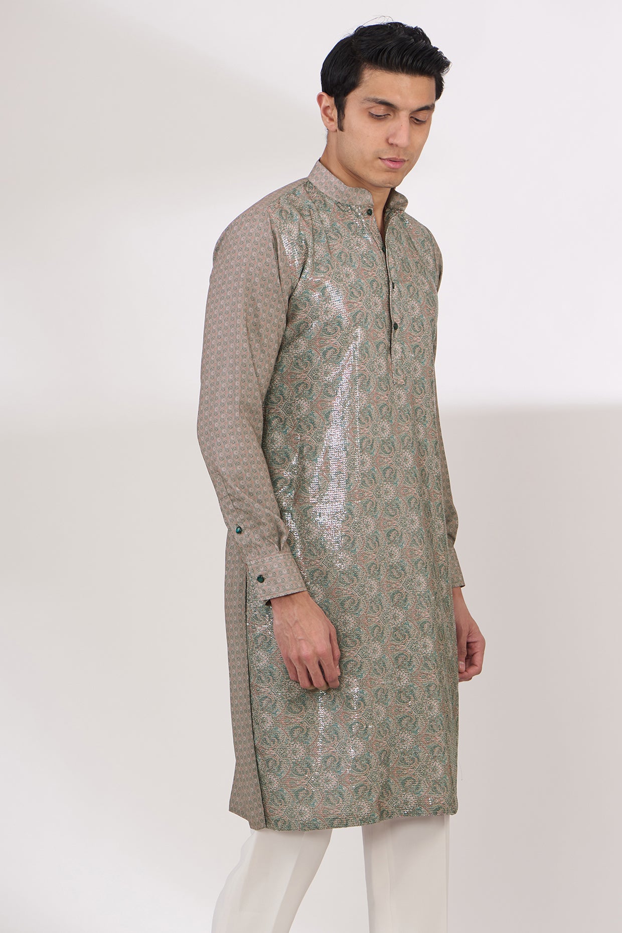 AMETHYST SHEETING GEORGETTE WITH CREPE LINING KURTA AND COTTON SILK PANTS