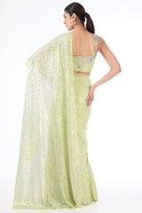 Adha neon yellow lehenga sari set
