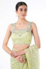 Adha neon yellow lehenga sari set