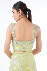 Adha neon yellow lehenga sari set