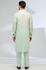 MINT GREEN GEORGETTE FULLY EMBROIDERED KURTA WITH PANTS