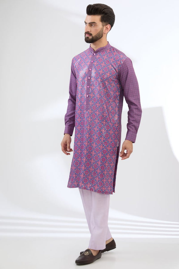 PURPLE PRINT KURTA WITH LILAC PANTS