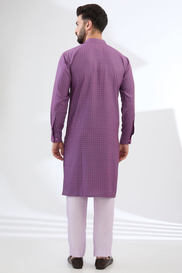 PURPLE PRINT KURTA WITH LILAC PANTS