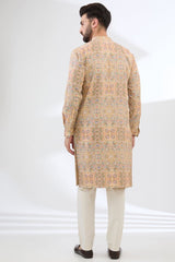PALE YELLOW CARPET PRINT KURTA WITH PANTS
