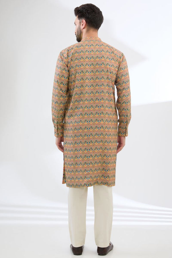 MULTI YELLOW ELEPHANT PRINT KURTA WITH PANTS