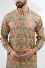 MULTI YELLOW ELEPHANT PRINT KURTA WITH PANTS