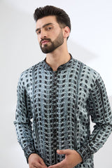 BLACK SHIBORI PRINT KURTA WITH PANTS