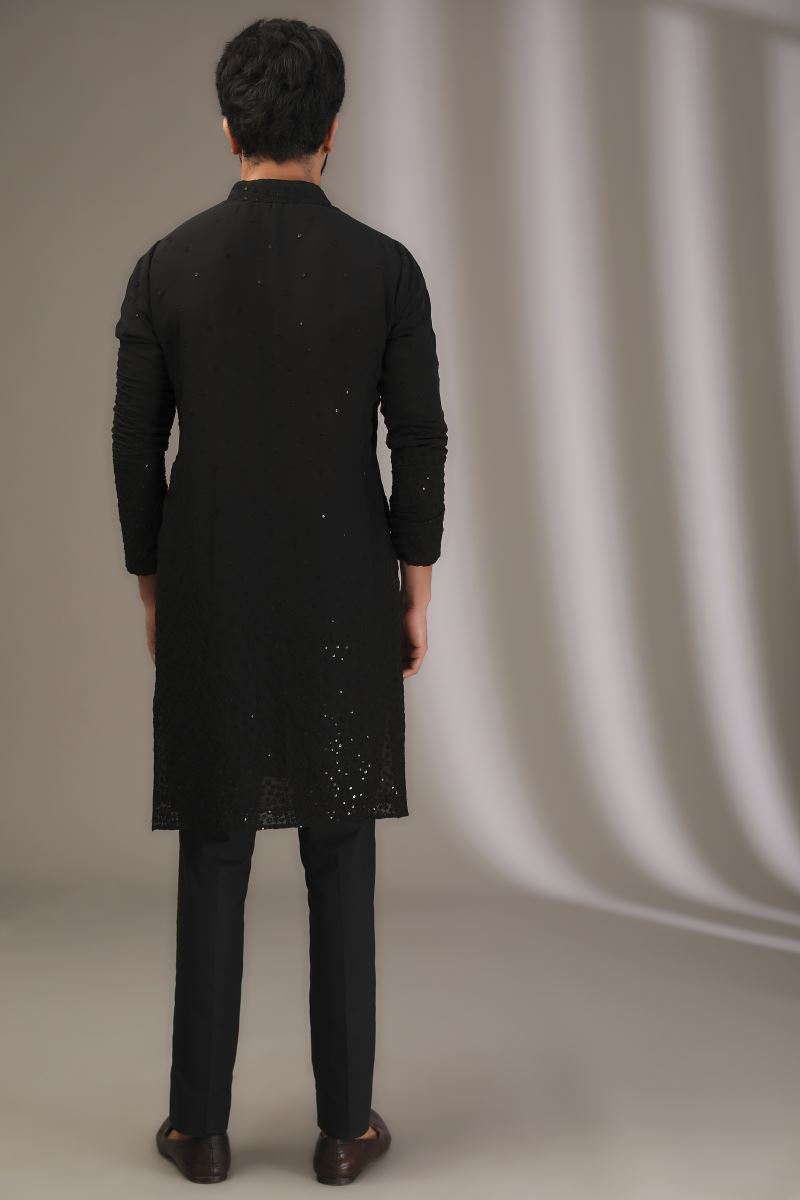 BLACK NARGIS BRUST KURTA WITH BUNDI AND PANTS
