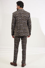 BLACK PRINTED BANDGALA SET