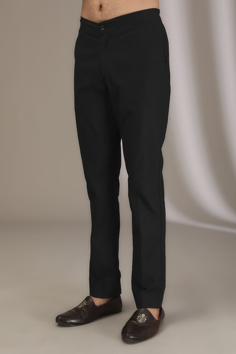 BLACK THREAD WORK AND SEQUINS BUNDI WITH KURTA AND PANTS