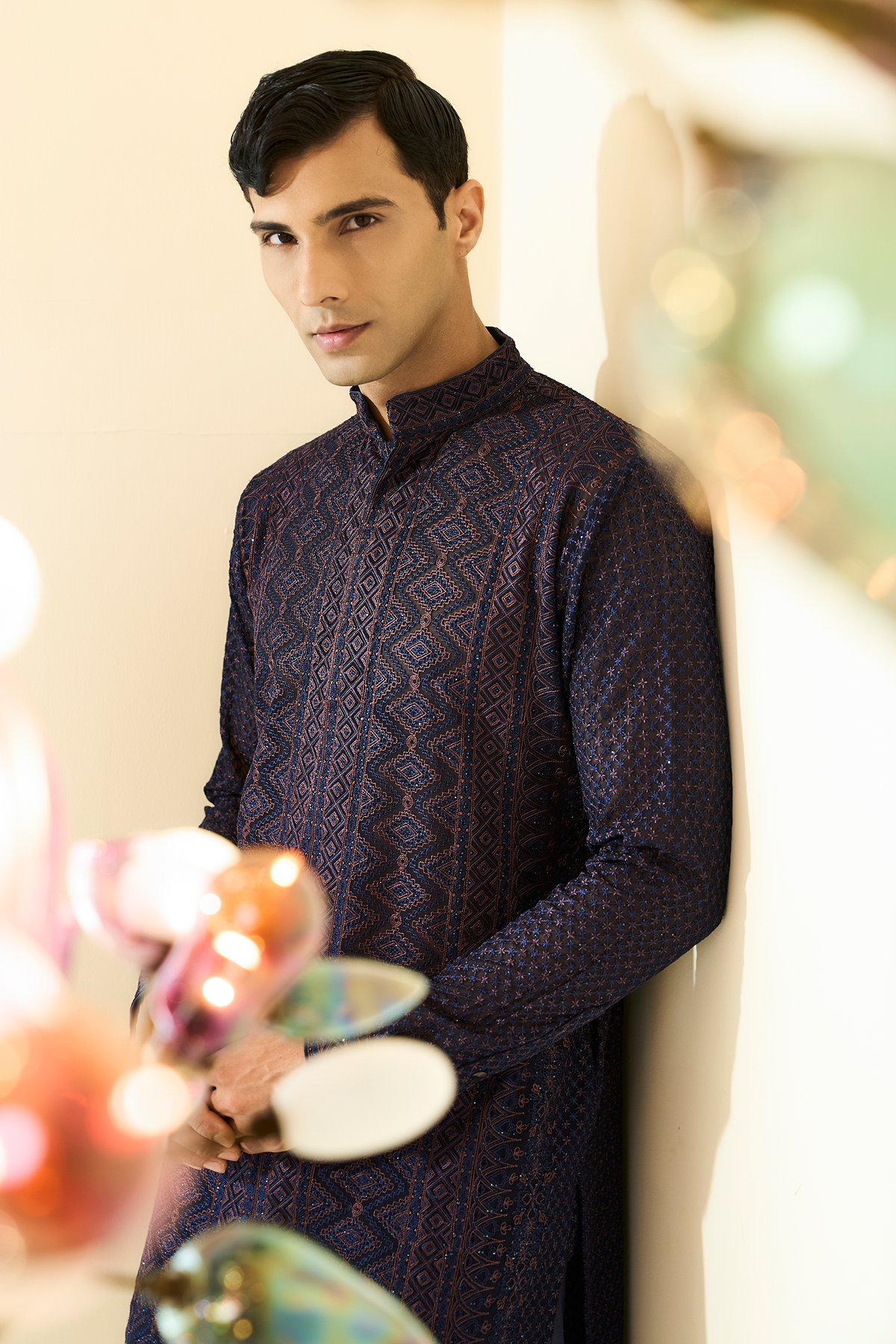 Dark Blue Georgette Thread & Sequin Kurta Set