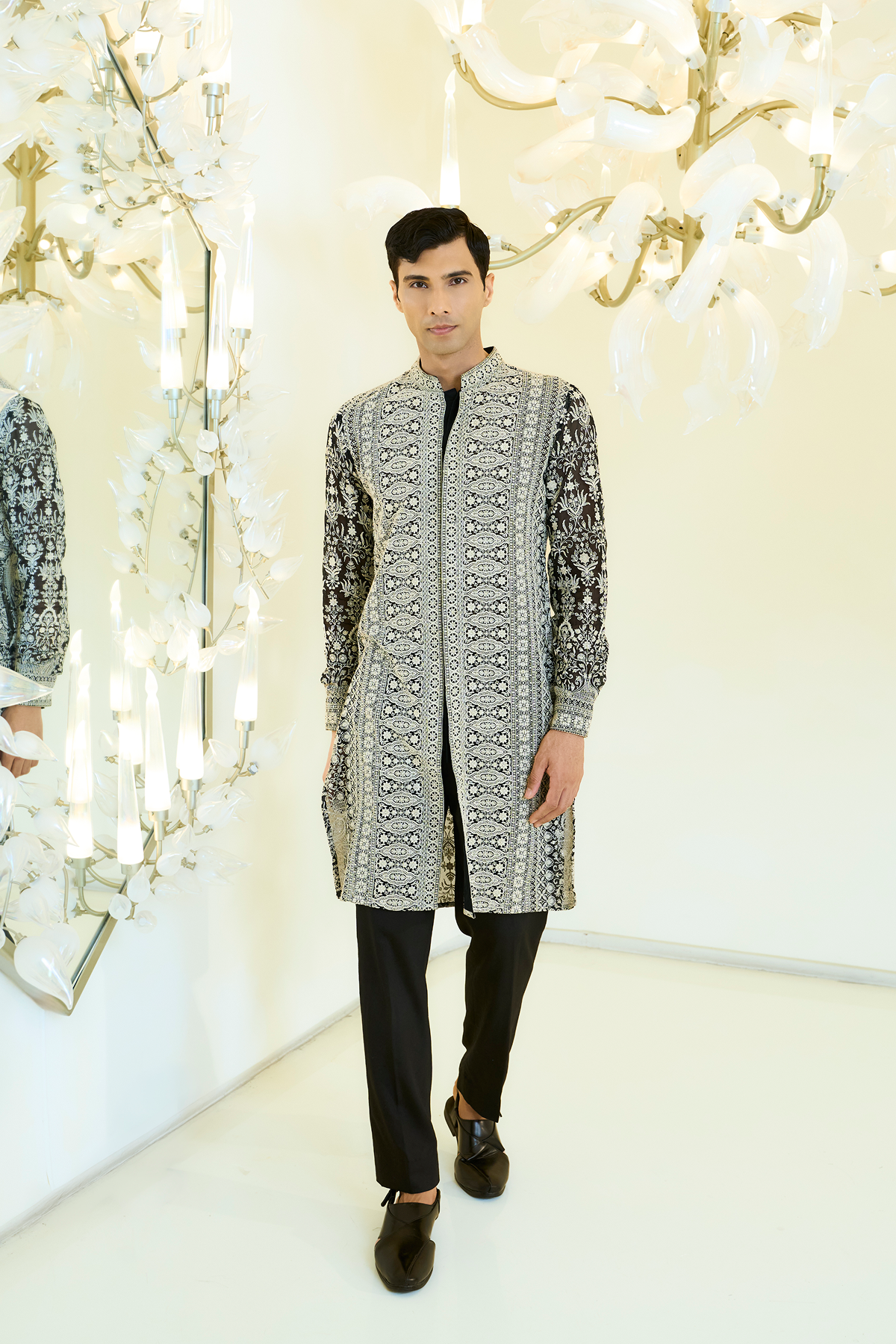 Black & White Embroidered Kurta Set