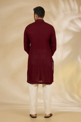 Oxblood Net Sequin Kurta Set