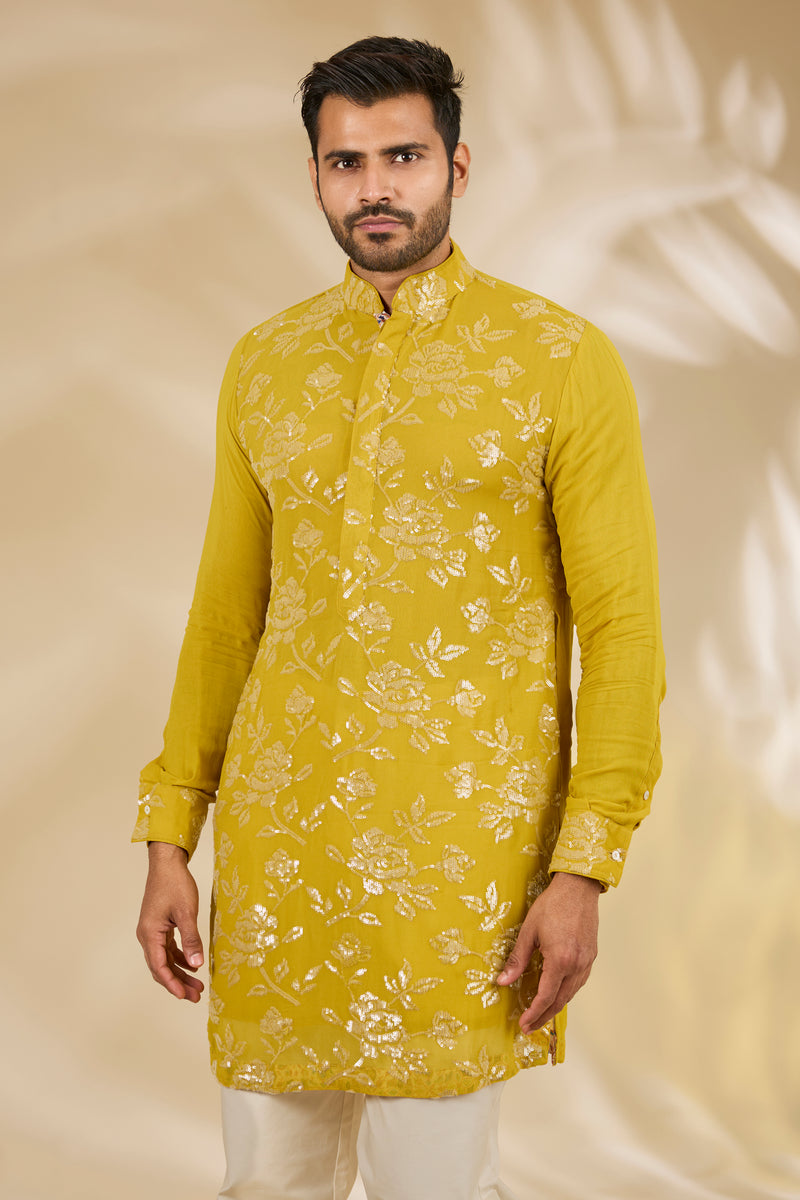 Haldi Floral Sequin Kurta Set