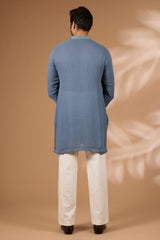 Teal Georgette Kurta – Sequin & Thread, Off-White Pant