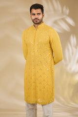 Haldi Mirror & Thread Kurta Set