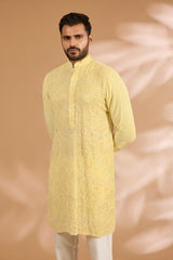 Shaded Turquoise Georgette Thread Embroidered Kurta Set