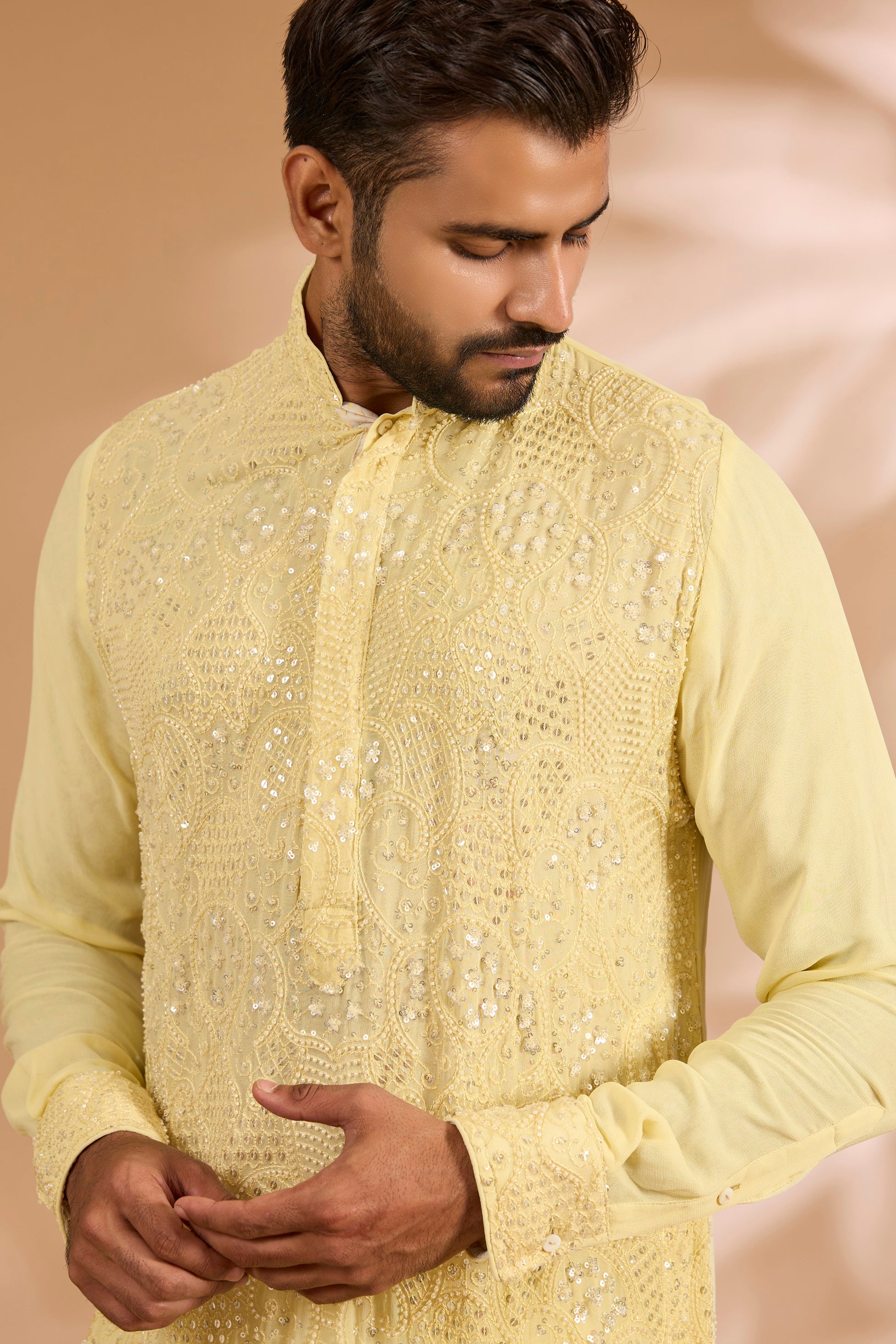 Shaded Turquoise Georgette Thread Embroidered Kurta Set