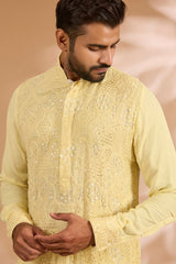 Shaded Turquoise Georgette Thread Embroidered Kurta Set