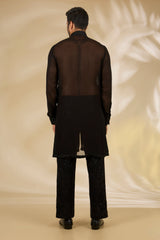 Black Net Cutwork Indo Jacket Set