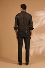 Lemon Georgette Thread, Sequin & Bead Embroidered Kurta Set