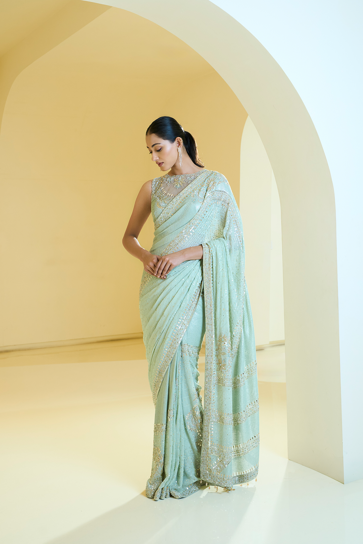 SAGE GREEN SAREE SET