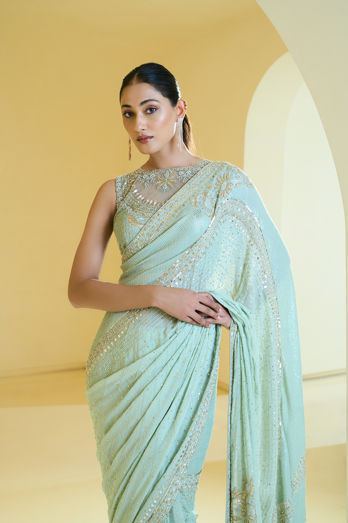 SAGE GREEN SAREE SET