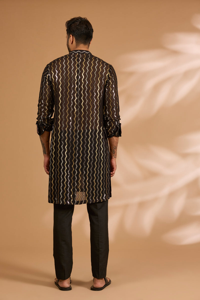 Forest Green Georgette Sequin Embroidered Kurta Set