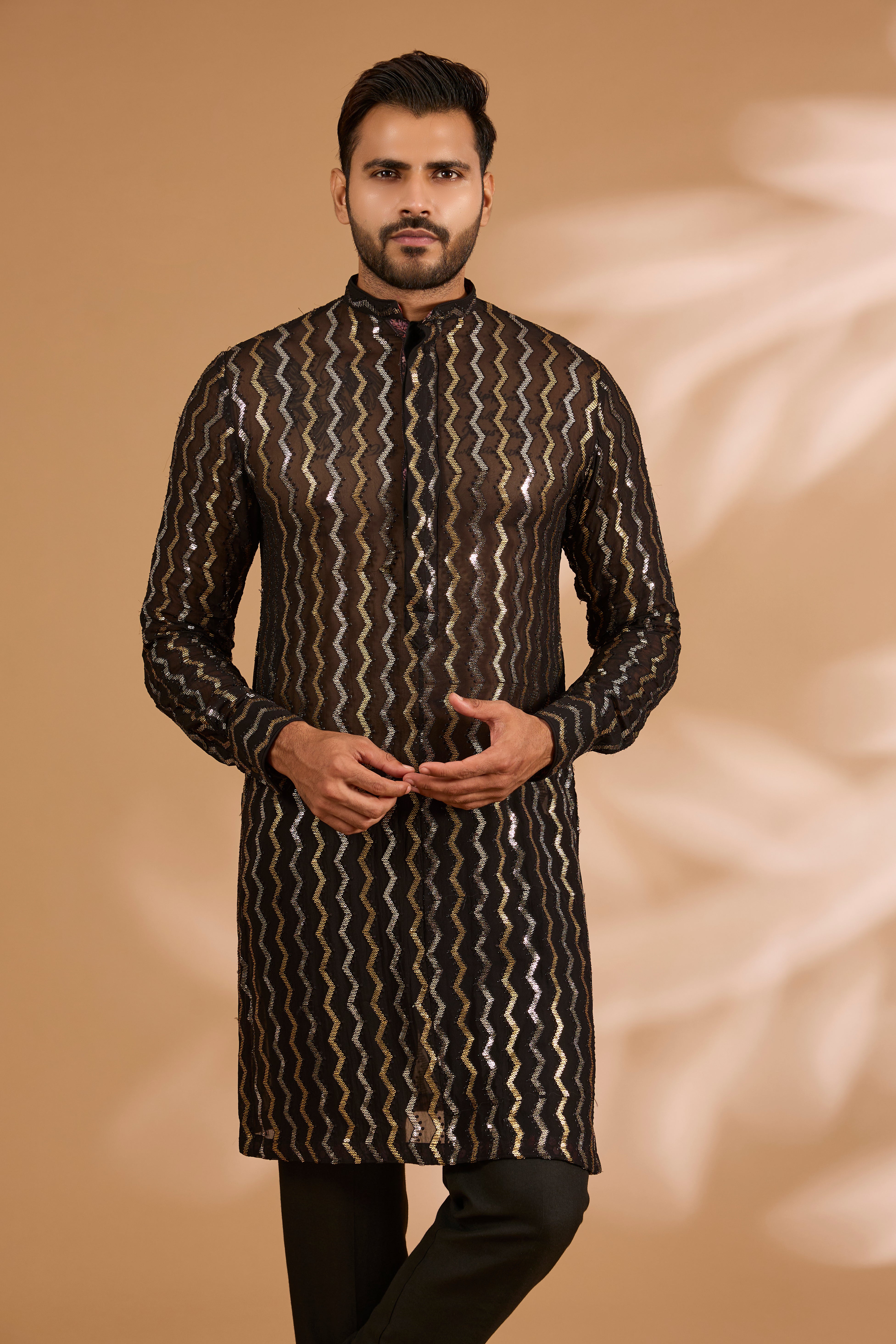 Forest Green Georgette Sequin Embroidered Kurta Set