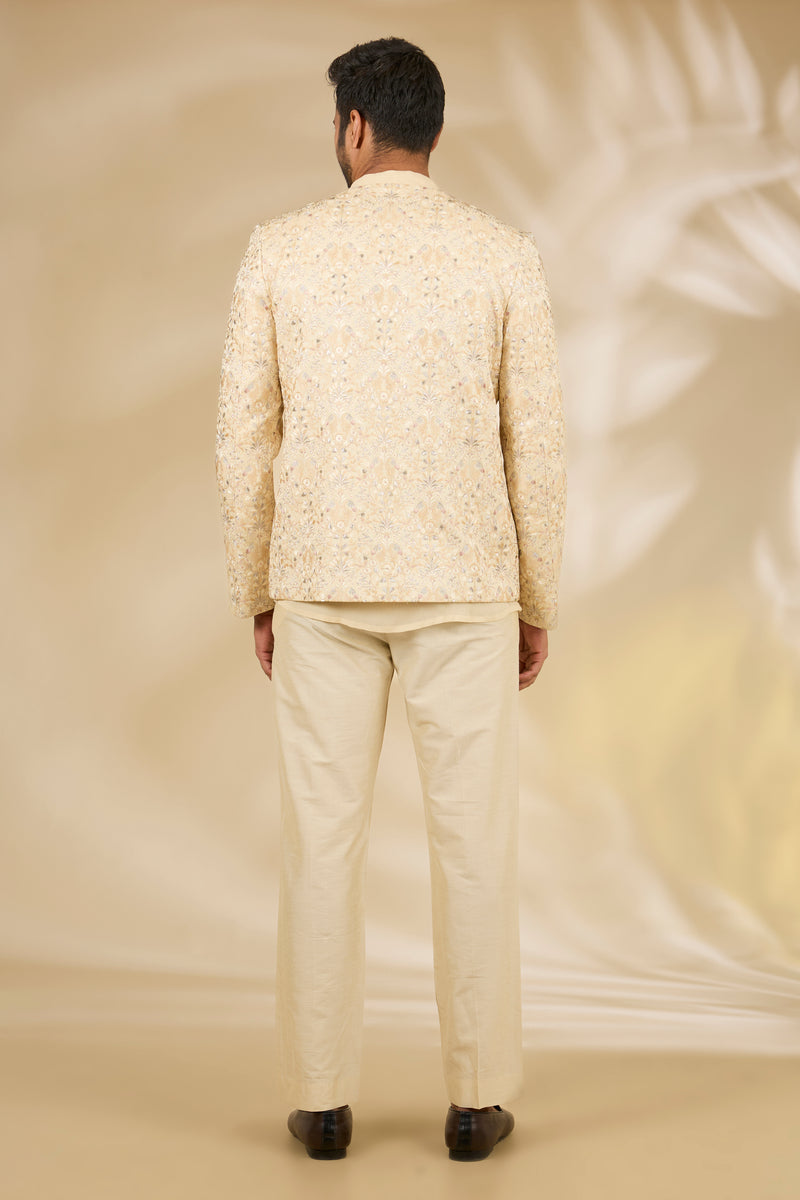 Cream Indo-Western Jacket Set