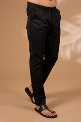 Black Georgette Kurta – Thread & Sequin Lines, Cotton Silk Pant