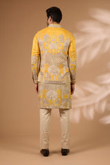 Haldi Silk Bundi – Gold Foil, Zari & Sequin