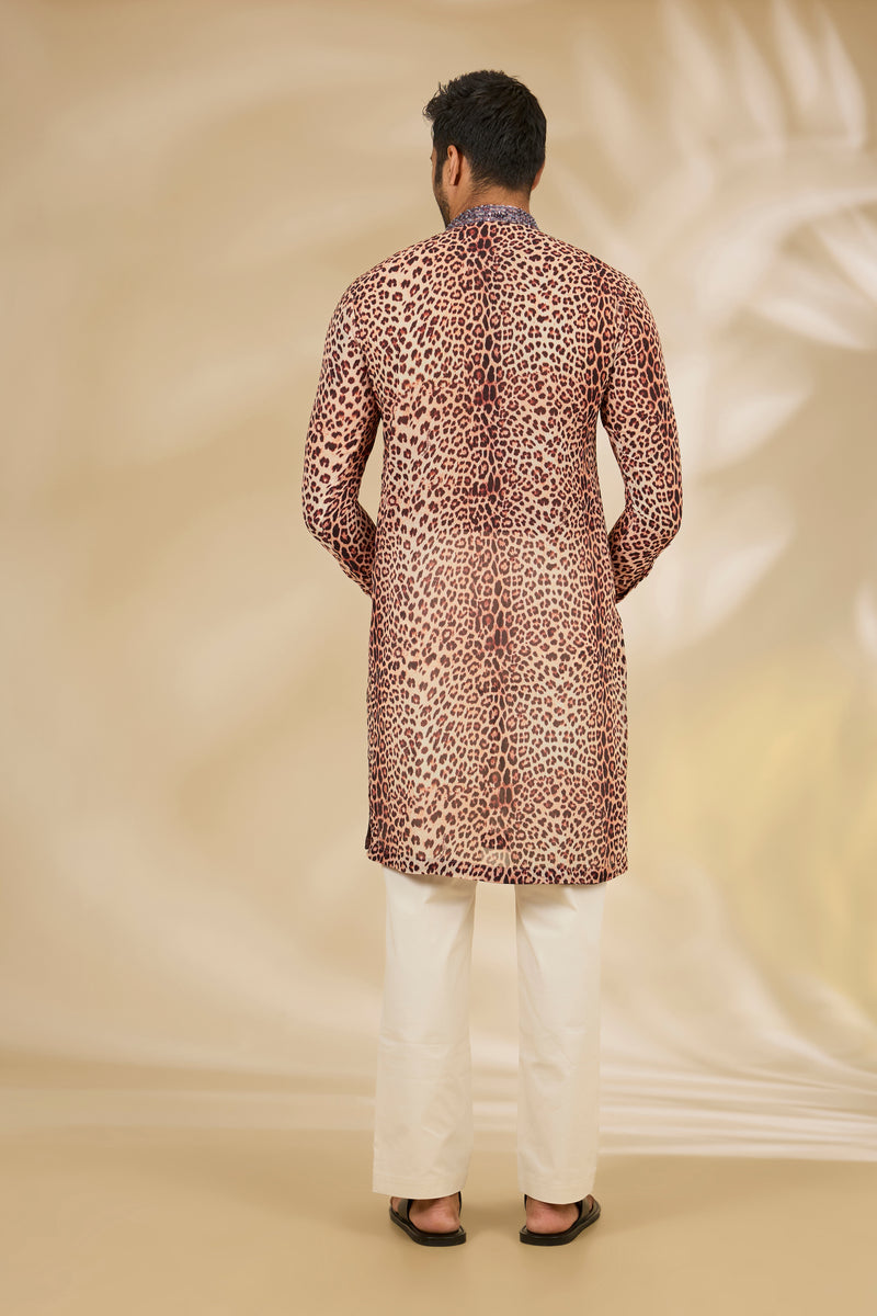 Leopard Print Georgette Kurta Set