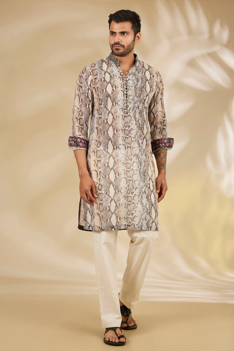 Snake Print Georgette Kurta Set